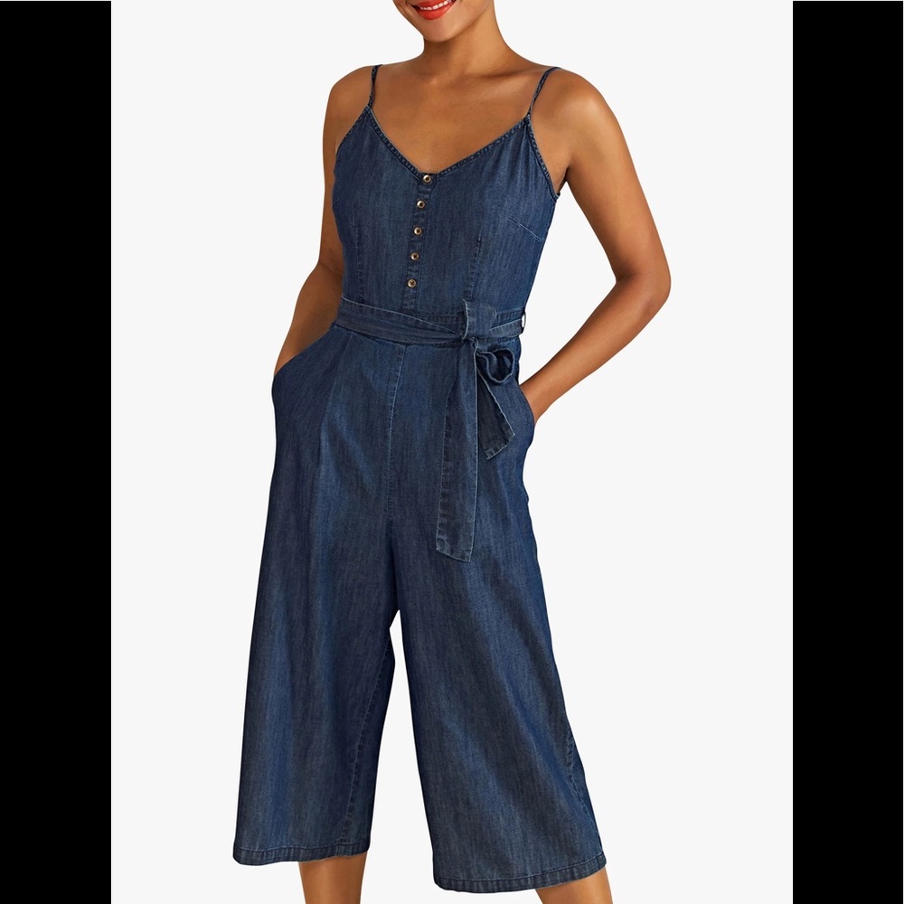 Yumi chambray denim wide leg jumper